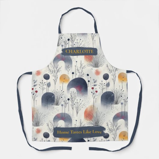 Winter Botanische Abstrakte Schürze mit Individuel (Vorderseite)
