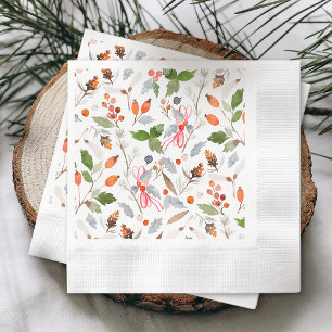 Winter Botanische Beeren & Laub Feiertage  Serviette