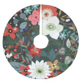 Winter Botanische Blume Blumenweihnachtsfest Polyester Weihnachtsbaumdecke (Vorderseite)