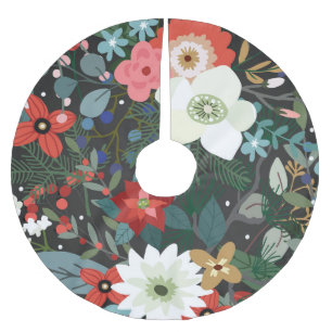Winter Botanische Blume Blumenweihnachtsfest Polyester Weihnachtsbaumdecke