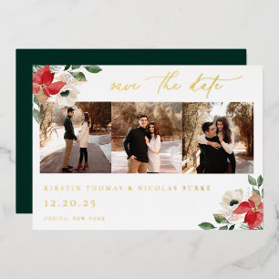 Winter Botanische Blumige Foto Save The Date Folieneinladung