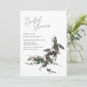 Winter Botanische Brautdusche Einladung (Stehend Vorderseite)