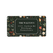 Winter Botanische Festtage Weihnachten Rücksendead Adressaufkleber (Vorne)