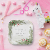Winter Botanische Grüne Hochzeit mit Glitter Pappteller (Party)