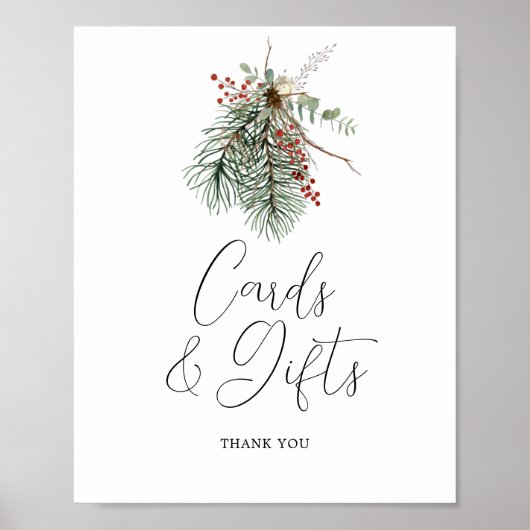 Winter Botanische Hochzeitskarten & Geschenke Poster (Vorne)