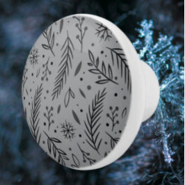 Winter Botanische Keramik Knob - grau Keramikknauf