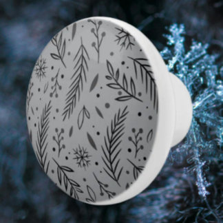Winter Botanische Keramik Knob - grau Keramikknauf