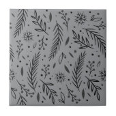 Winter Botanische Keramik Tile - Grau Fliese (Vorderseite)