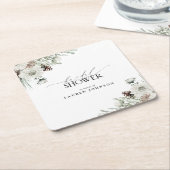 Winter Botanische Landschaft Elegantes Brautparty Rechteckiger Pappuntersetzer (angewinkelt)