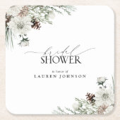 Winter Botanische Landschaft Elegantes Brautparty Rechteckiger Pappuntersetzer (Vorderseite)