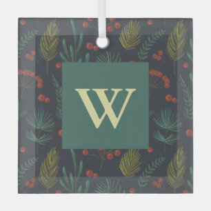 Winter Botanische Monogramm-Ornament Ornament Aus Glas