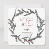 Winter Botanische Pine Berry essen Drink sei fröhl Einladung (Vorderseite)