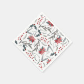 Winter Botanische Pine Berry Wreath Holiday Party Serviette (Ecke)