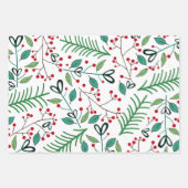 Winter Botanische Streifen Polka Dot Weihnachten Geschenkpapier Set (Vorderseite)