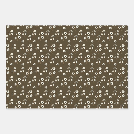 Winter Botanische Wasserfarbe Rosa Blütenfarbe Geschenkpapier Set (Vorderseite 3)