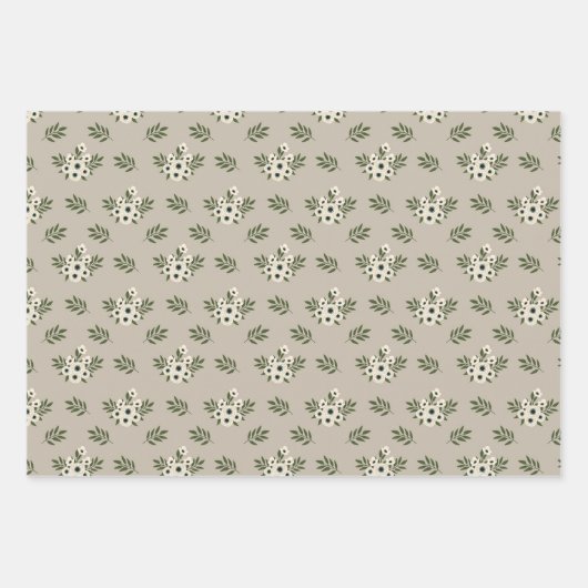 Winter Botanische Wasserfarbe Rosa Blütenfarbe Geschenkpapier Set (Vorderseite 2)