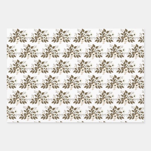 Winter Botanische Wasserfarbe Rosa Blütenfarbe Geschenkpapier Set (Vorderseite)