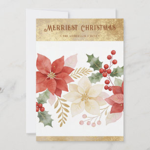 Winter Botanische Weihnachts-Poinsettie Gold TMF26 Feiertagskarte