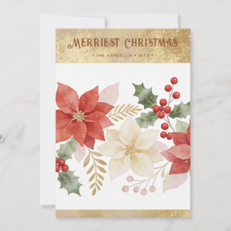 Winter Botanische Weihnachts-Poinsettie Gold TMF26 Feiertagskarte