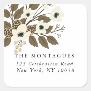 Winter Botanische Weihnachtsgrün Quadratischer Aufkleber