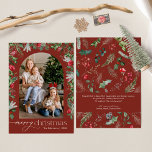 Winter Botanischer Botanischer Botanischer Bogen B Feiertagskarte<br><div class="desc">Diese Kollektion besticht durch Aquarellblumen,  Beeren und Wintergrün mit moderner und eleganter Typografie,  mit einem botanischen Wintermuster zurück.</div>