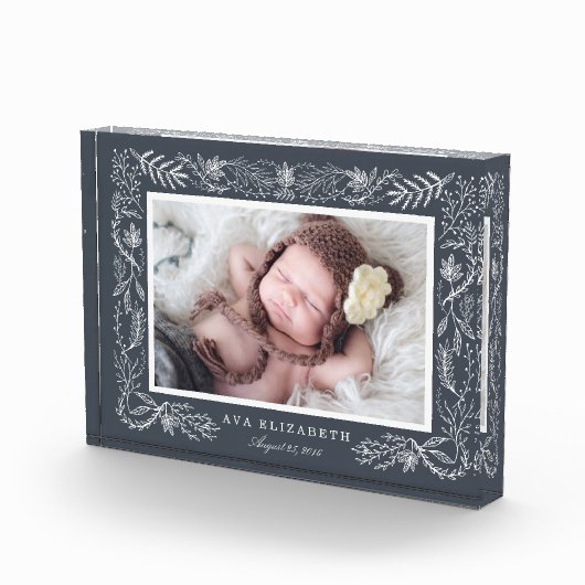 Winter Botanischer Rahmen | Baby Fotoblock (Rechts)