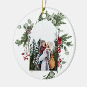 Winter Botanischer Rahmen Foto weiß Keramik Ornament (Links)