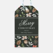 Winter Botanisches Festfest Frohe Weihnachten Geschenkanhänger (Vorderseite)