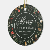 Winter Botanisches Festfest Frohe Weihnachten Keramik Ornament (Links)