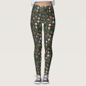 Winter Botanisches Festfest Weihnachten Leggings (Vorderseite)