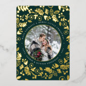 Winter Botanisches Foto Gold Folien Feiertagskarte (Vorderseite)