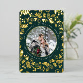 Winter Botanisches Foto Gold Folien Feiertagskarte (Stehend vorne)