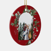 Winter Botanisches Frame Red Foto Keramik Ornament (Rechts)