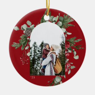 Winter Botanisches Frame Red Foto Keramik Ornament