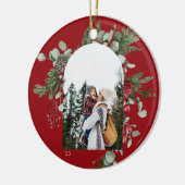 Winter Botanisches Frame Red Foto Keramik Ornament (Links)