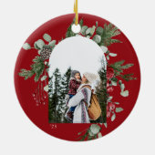 Winter Botanisches Frame Red Foto Keramik Ornament (Hinten)