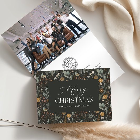 Winter Botanisches Geschäft oder Unternehmen Feiertagskarte