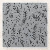 Winter Botanisches Glas Untersetzer - Elegantes Gr (Vorderseite)