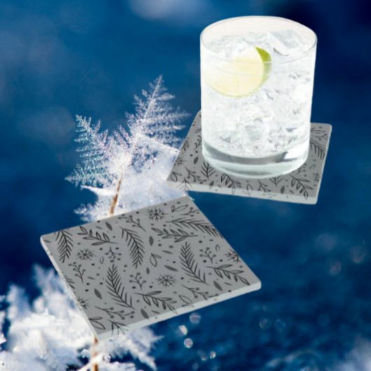 Winter Botanisches Glas Untersetzer - Elegantes Gr