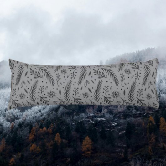Winter Botanisches Kissen - Grau