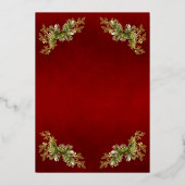 Winter Botanisches Monogramm - Rot Folieneinladung (Rückseite)