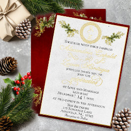 Winter Botanisches Monogramm - Rot Folieneinladung