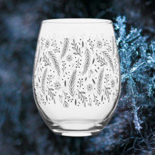 Winter Botanisches, stemless-Weinglas Weinglas Ohne Stiel