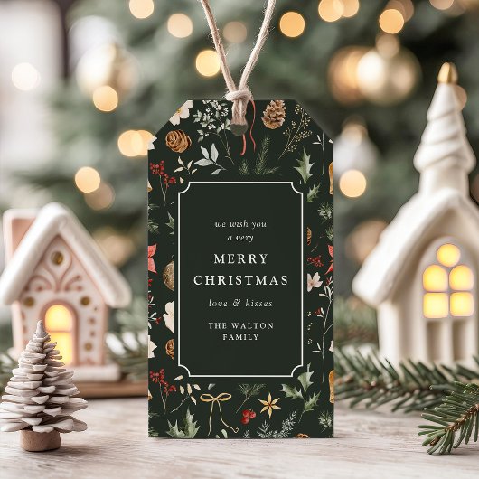 Winter Botanisches Weihnachtsfest - Party Geschenkanhänger