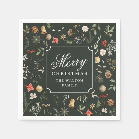 Winter Botanisches Weihnachtsfest - Party Serviette (Vorderseite)