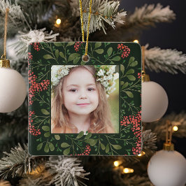 Winter Bouquet | Elegantes Personalisiertes Foto Keramikornament