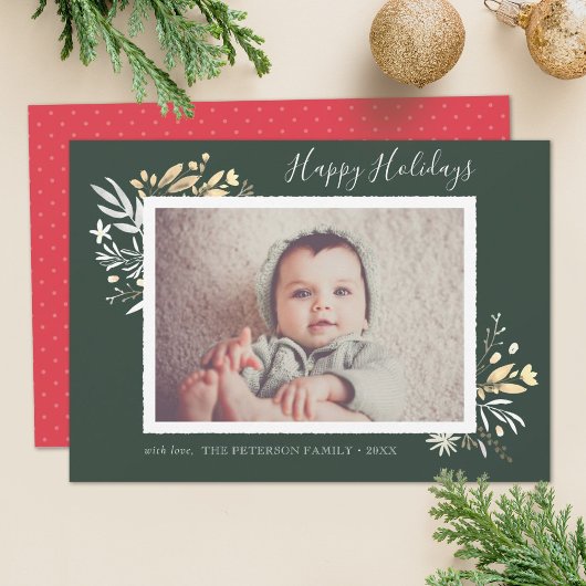 Winter Bouquet Happy Holidays Fotokarte Karte