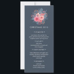Winter Bouquet Weihnachtsmenü Einladung<br><div class="desc">Schönes und elegantes Weihnachtsmenü im marinebrauen Schatten mit Blumenstrauß im Winter. Der schlanke Stil der Karte hat genug Platz für alle benötigten Informationen. Mit Menüspezifikationen und Gelegenheiten in vorgegebenen Feldern mit serifenigem minimalistischem Schriftart anpassen.</div>