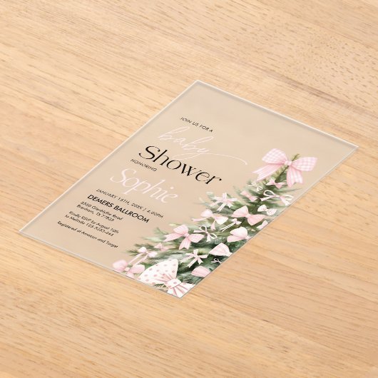 Winter Bow Baby Dusche Acryleinladungen (Ablage )