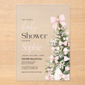 Winter Bow Baby Dusche Acryleinladungen (Vorderseite)